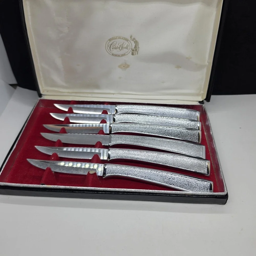 Vintage Carvel Hall Set of 6 Stainless Steel Steak Knives Dining